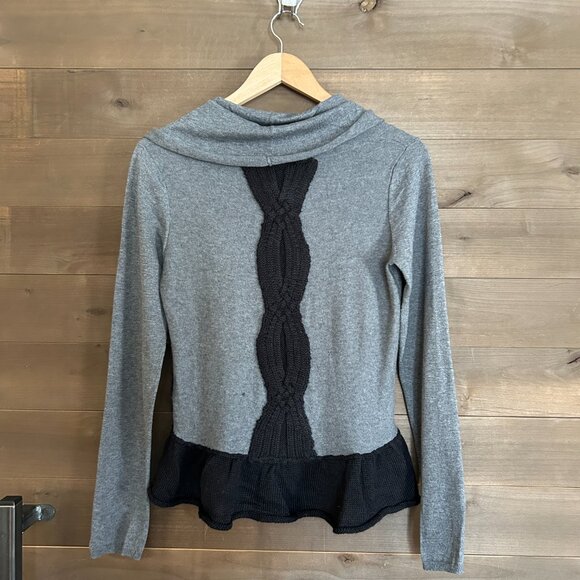 MOTH Anthropologie Cable Peplum Sweater Top Cashmere Blend - Picture 4 of 5